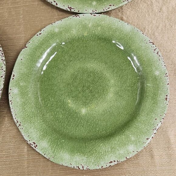Pier 1 Carmelo Green Crackle Melamine Dinner Plate 11" Set of 4 - Picture 5 of 7